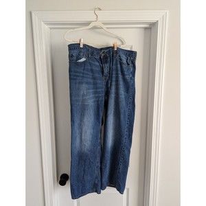 Mens OLD NAVY Straight Cut Loose Blue Denim Jeans Size 40W x 30L Medium Wash